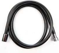 Шланг для душа, смесителя, лейки TUBOFLEX ПВХ, армированный 2,0 м, черный глянцевый, с хромированной гайкой ШДПВХTF200ЧГХГ