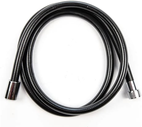 Шланг для душа, смесителя, лейки TUBOFLEX ПВХ, армированный, 1,75 м, черный, глянцевый, с хромированной гайкой ШДПВХTF175ЧГХГ