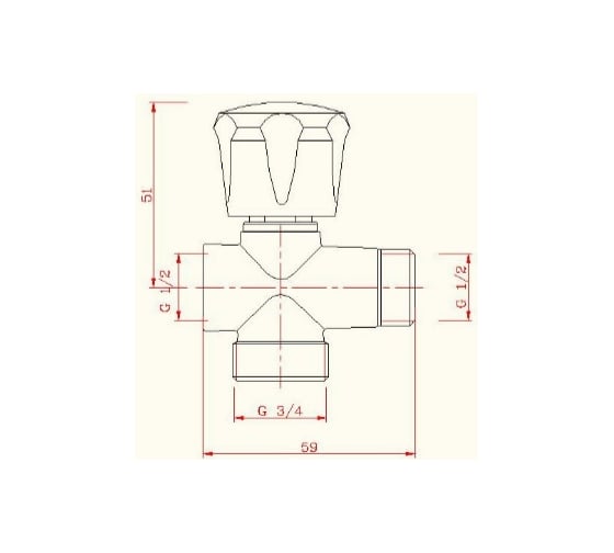 Вентиль 1/2"х3/4"х1/2" Valtec VT.255.N.04 37430