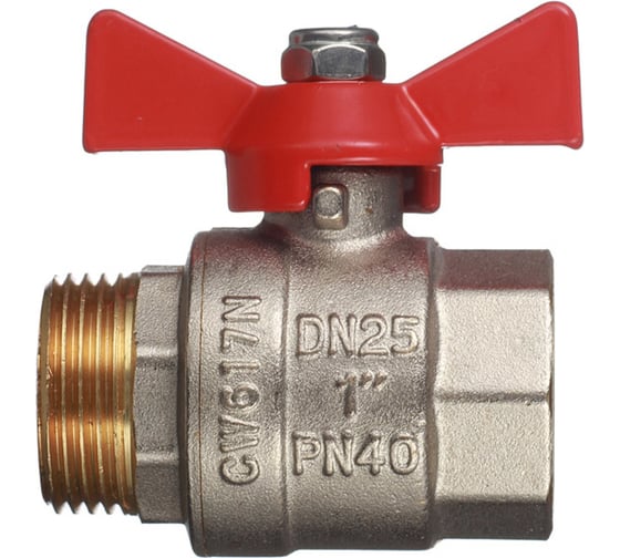 Кран шаровой Valtec Base рукоятка бабочка 1" вн.-нар. Vt.218.n.06