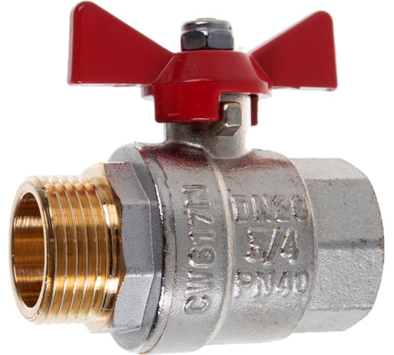 Кран шаровой Valtec Base рукоятка бабочка 3/4" внутренняя-наружная VT.218.N.05