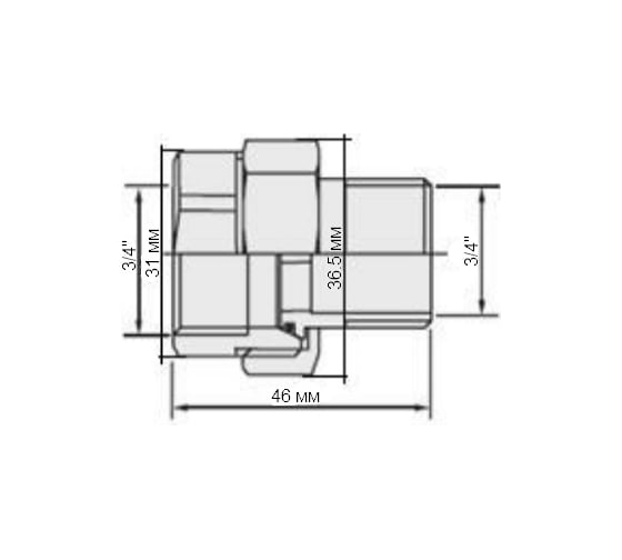 Прямой соединитель с накидной гайкой 3/4" Valtec 71375