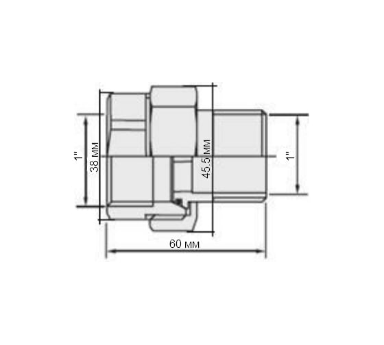 Прямой соединитель с накидной гайкой 1" Valtec 71376
