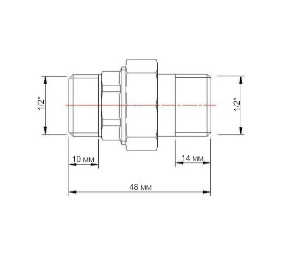 Прямой соединитель с накидной гайкой 1/2" Valtec 76618