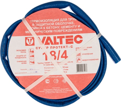 Теплоизоляция Супер Протект (18х4 мм; синий; 10 м) Valtec VT.SP.R10B.1804