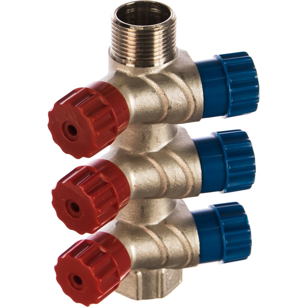 Коллектор никелированный с вентилями (3/4\"; 3 х 1/2\") Valtec VTc.560.N ...