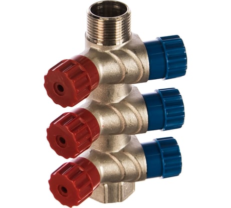 Коллектор никелированный с вентилями (3/4"; 3 х 1/2") Valtec VTc.560.N.0503 74970
