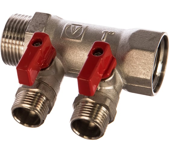 Коллектор с кранами (1"; 2 х 1/2") Valtec VTc.580.N.0602 78050