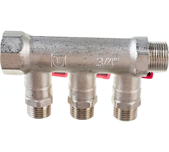 Коллектор с кранами (3/4"; 3 х 1/2") Valtec VTc.580.N.0503 78753