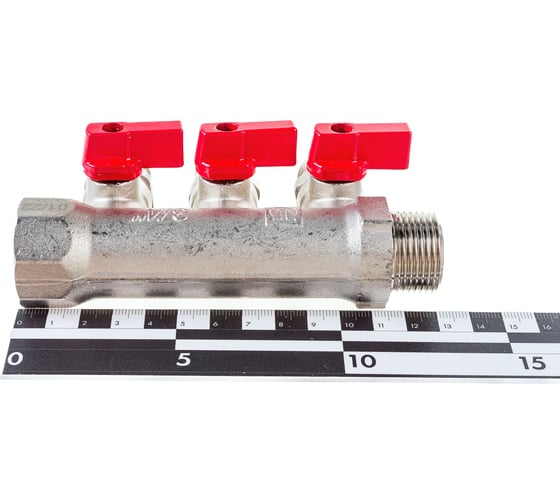 Коллектор с кранами (3/4"; 3 х 1/2") Valtec VTc.580.N.0503 78753