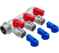 Коллектор с отсекающими кранами MPF 3 выхода х3/4" х1/2" наружная резьба ИС.071072