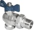 Шаровый угловой кран с полусгоном с угловой американкой AQUALINK 1/2" бант ИС.080046 1