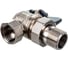 Шаровый угловой кран с полусгоном с угловой американкой AQUALINK 1/2" бант ИС.080046 3
