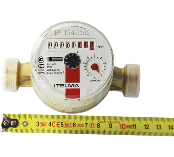 Счетчик горячей воды ITELMA 1/2" Ду=15, L=110 мм без штуцеров ИС.160005