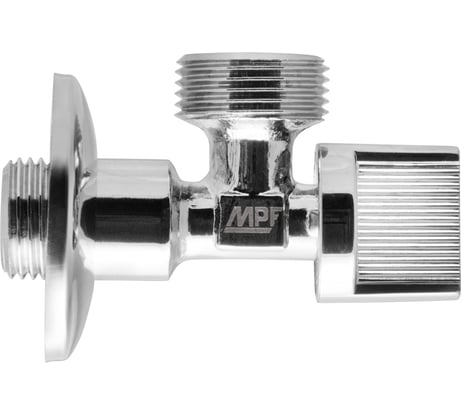 Шаровой угловой кран с отражателем MPF Light 1/2"х3/4" н/н, хром, флажок сбоку, для стиральных/посудомоечных машин ИС.080358