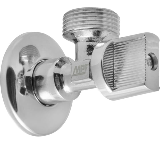 Шаровой угловой кран с отражателем MPF Light 1/2"х3/4" н/н, хром, флажок сбоку, для стиральных/посудомоечных машин ИС.080358