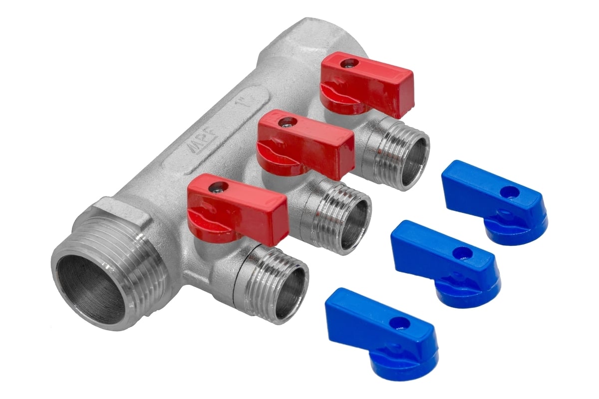 Коллектор с отсекающими кранами MPF 3 выхода х1