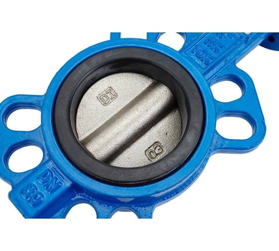 Поворотный затвор DYARM -ZP-080-16-G-G-E-HT (синий), DN080, PN16, межфланцевый/корпус GGG40/диск GGG40/уплотнение EPDM HT, с ручкой 4687203187149