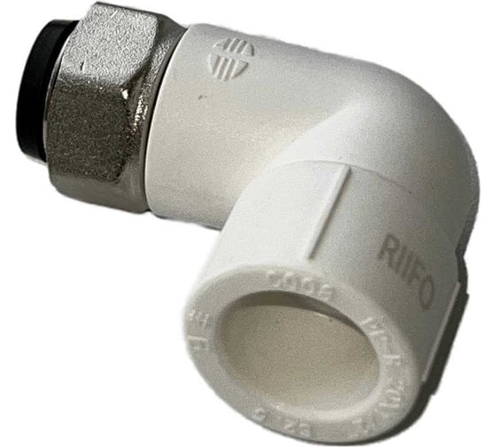 Угольник RIIFO Alba с накидной гайкой PP-R/латунь 25-1/2"НГ белый, 4 шт 1100047300 1