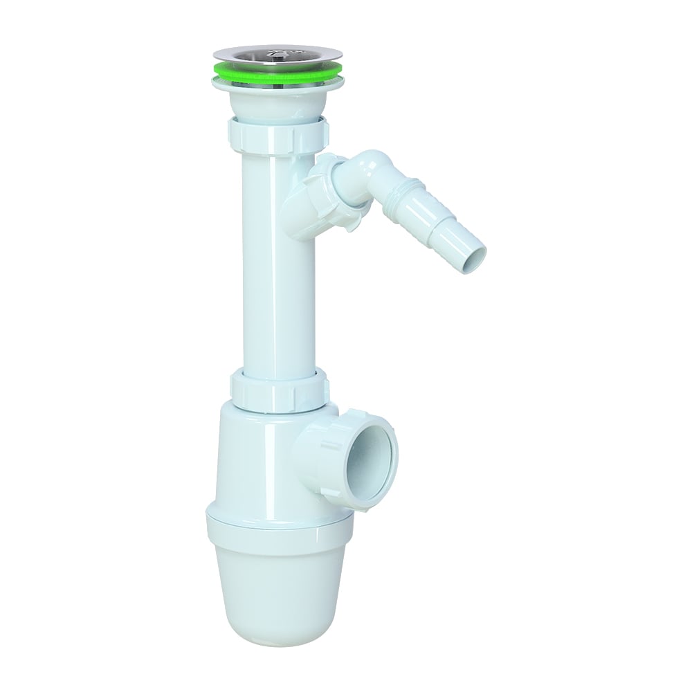 Сифон для кухни 1 1/2\" х 40 мм с отводом для стиральной машины AKVATER ...