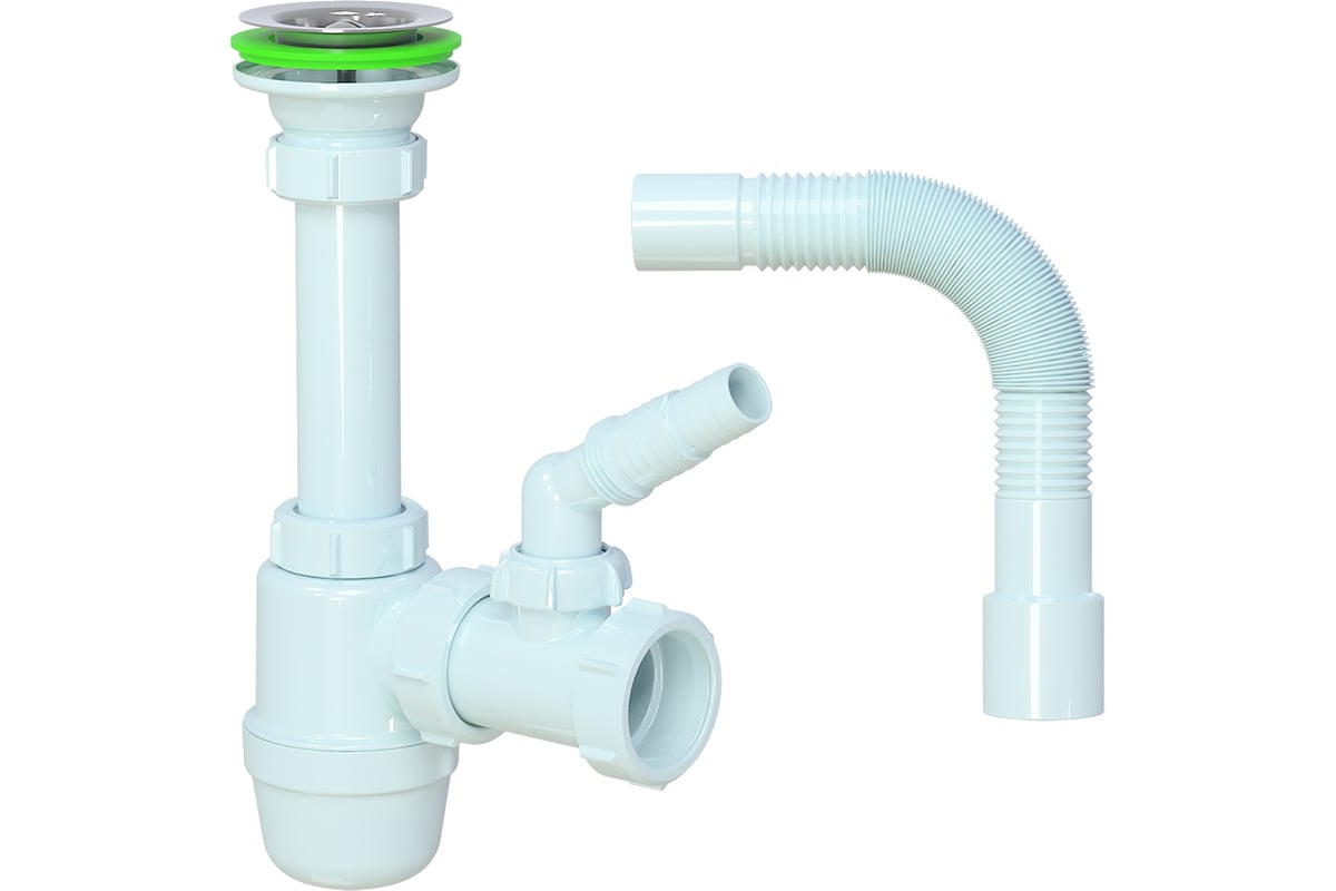 Сифон для умывальника 1 1/4\" х 40 мм с отводом для стиральной машины ...