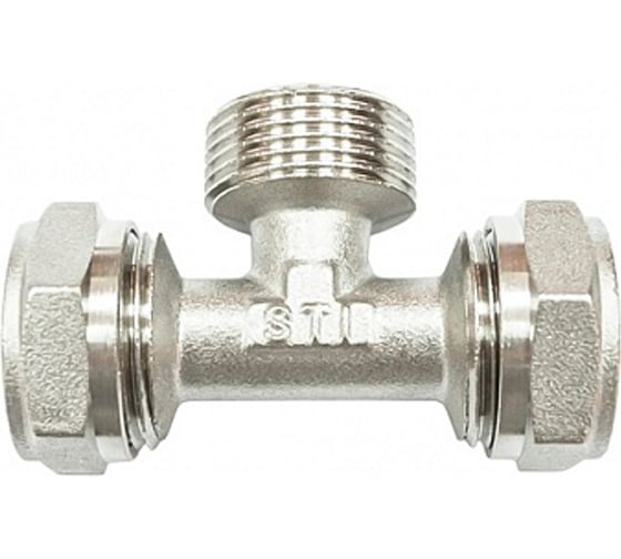 Обжимной тройник STI латунный, Ду16x1/2"х16 Ру25, наружная резьба D190-00028
