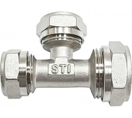 Обжимной тройник STI латунный, Ду32x26x26 Ру25, накидная гайка D190-00057