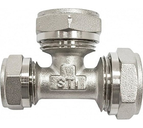 Обжимной тройник STI латунный, Ду26x26x20 Ру25, накидная гайка D190-00050 1