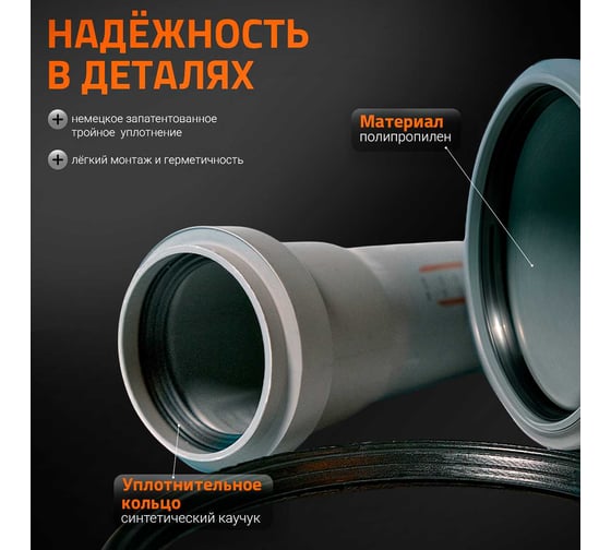 Труба однораструбная канализационная HTEM 32х500 Ostendorf 110020