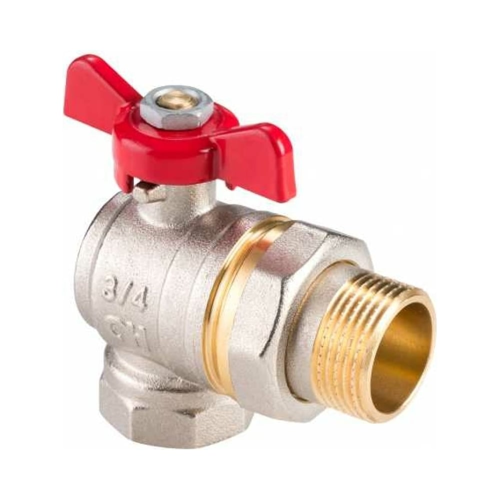 Шаровой угловой кран AquaHit со сгоном американка 1" вн-нар, бабочка ...