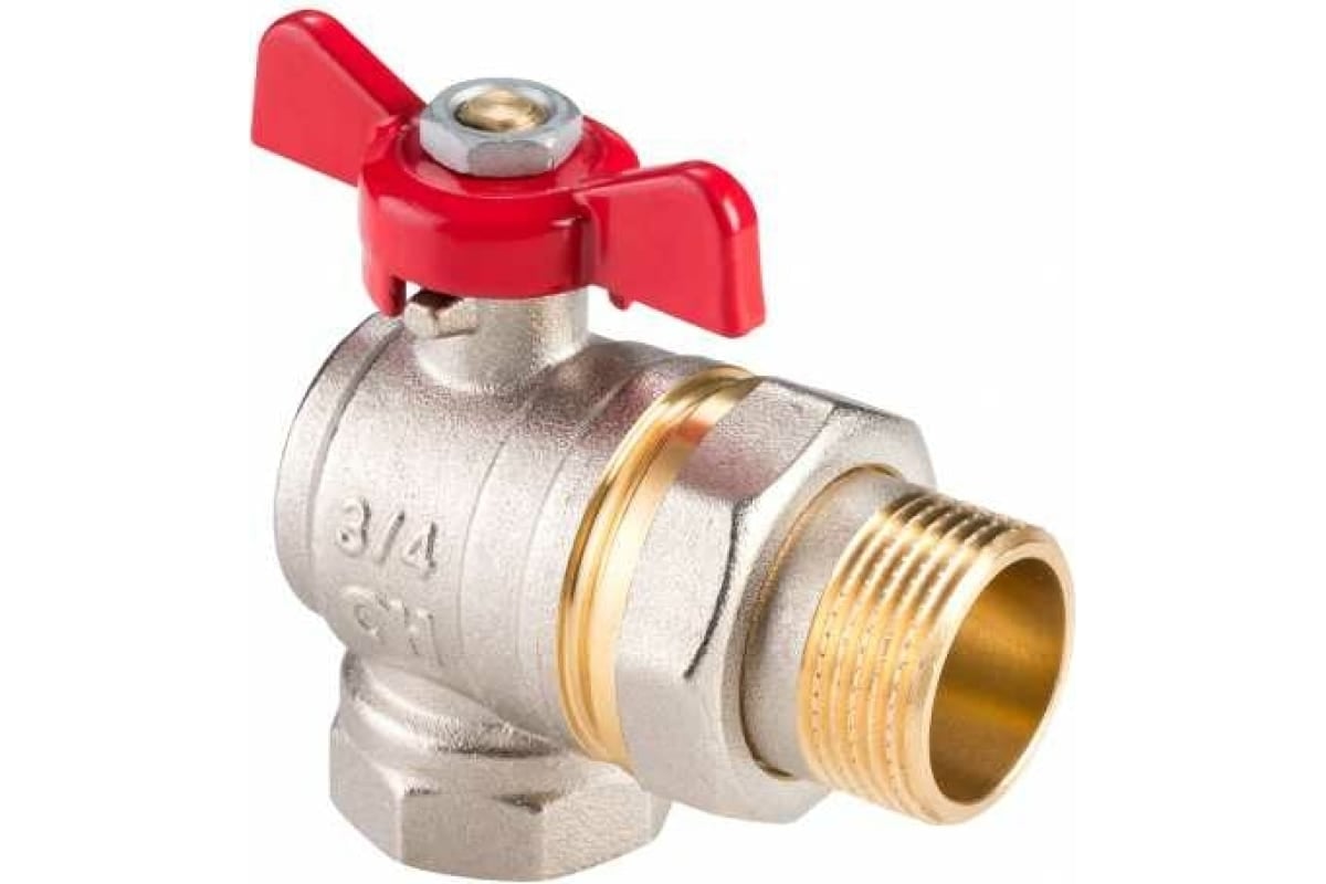 Шаровой угловой кран AquaHit со сгоном американка 1\" вн-нар, бабочка ...