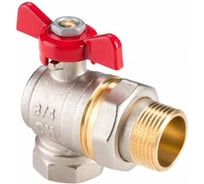 Шаровой угловой кран AquaHit со сгоном американка 1" вн-нар, бабочка (10 шт. в уп.) BV.322.05-10