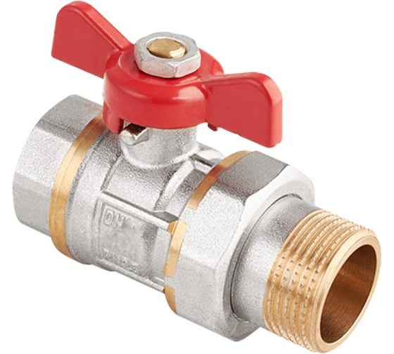 Шаровой кран AquaHit со сгоном американка 1/2" вн-нар, бабочка (10 шт. в уп.) BV.320.04-10 1