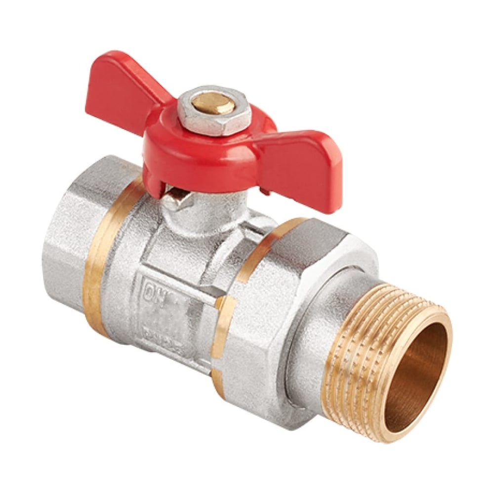 Шаровой кран со сгоном AquaHit американка 1\" вн-нар, бабочка (6 шт. в ...