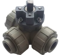 Трехходовой шаровой кран TECHNO 3015-PP полипропиленовый, под привод, DN15, рабочая температура -10~60C 650315
