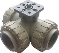 Трехходовой шаровой кран TECHNO 3050-PP полипропиленовый, под привод, DN50, рабочая температура -10~60C 650350