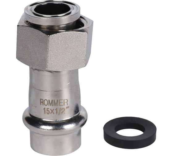 Переходник с накидной гайкой ROMMER Rss-0026-001512 впр-вр, 15x1/2, из нержавеющей стали прессовой RG0091KSNPCONE