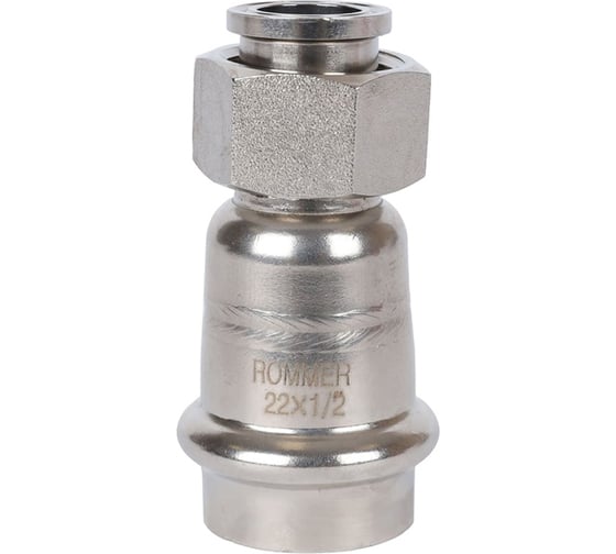 Переходник с накидной гайкой ROMMER Rss-0026-002212 впр-вр, 22x1/2, из нержавеющей стали, прессовой RG0091KSNPE2VO