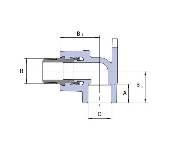 Колено WAVIN EKOPLASTIK настенное PP-R 20x1/2' РН, EK SNKE02020X