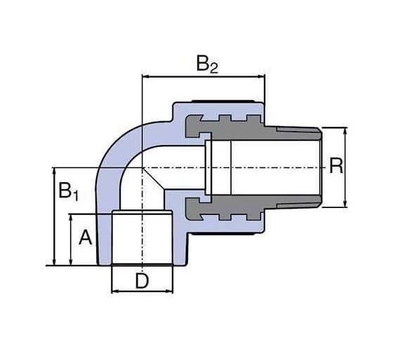 Колено WAVIN EKOPLASTIK 90 PP-R D20x1/2"РH, EK SKOE02020X