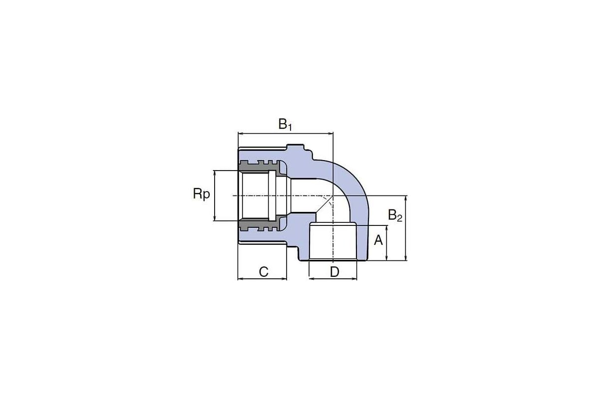Колено WAVIN EKOPLASTIK настенное PP-R 20x1/2' РВ, для гипсокартона, EK ...