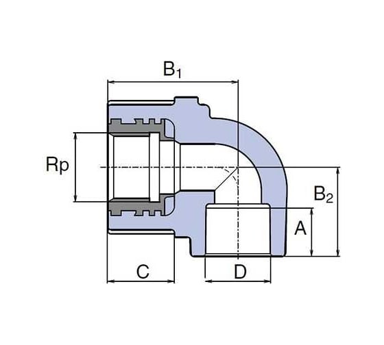 Колено WAVIN EKOPLASTIK настенное PP-R 20x1/2' РВ, для гипсокартона, EK SNKS020SXX