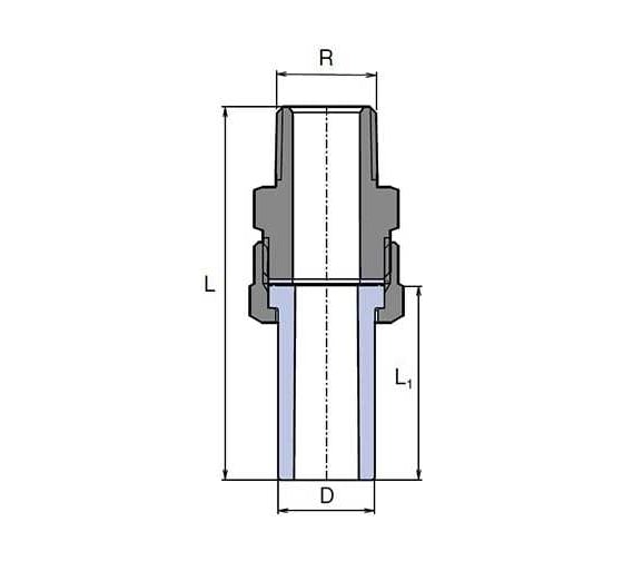 Муфта WAVIN EKOPLASTIK PP-R D25x3/4"РH, со сгоном, EK SSE02525XX