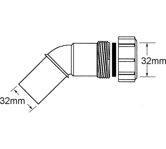 Отвод McAlpine на 135 градусов, компрессионный, Ду=32мм х Дн=32мм., белый 32D-WH
