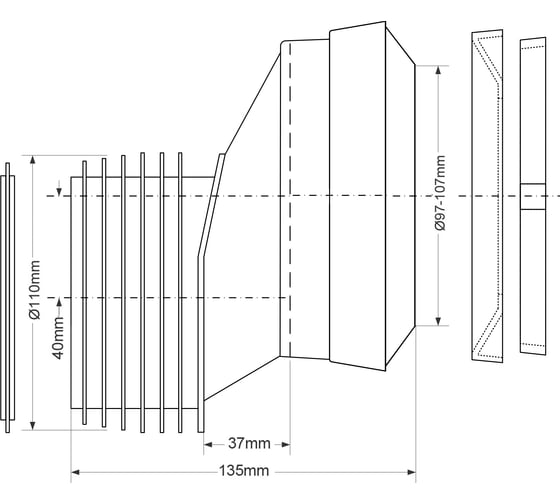 Фановая труба McAlpine c 40 мм смещением (135мм) MRWC-MAC5