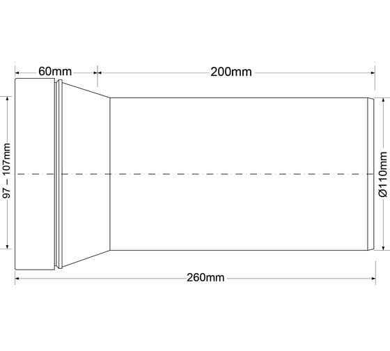 Фановая труба McAlpine прямая, 260 мм., гладкая MRWC3
