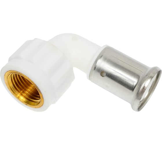 Угольник Henco 90 градусов вр c черной заглушкой bp04 1/2", пвдф пресс (белый), 20x1/2" 6PKW-2004 1
