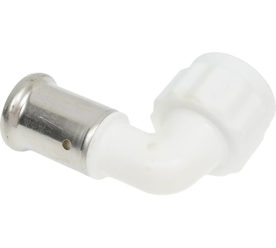 Угольник Henco 90 градусов вр c черной заглушкой bp04 1/2", пвдф пресс (белый), 20x1/2" 6PKW-2004