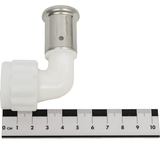 Угольник Henco 90 градусов вр c черной заглушкой bp04 1/2", пвдф пресс (белый), 20x1/2" 6PKW-2004