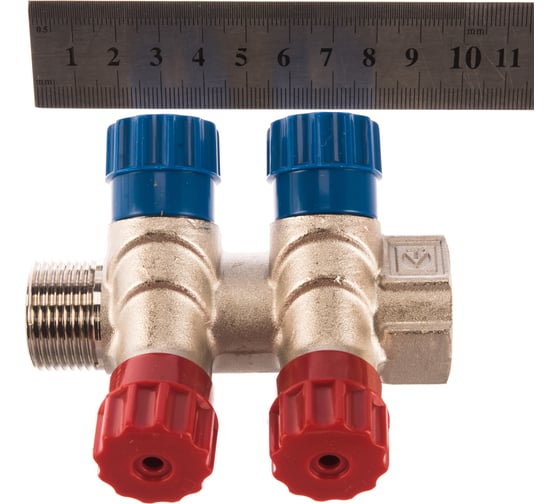 Коллектор с вентилем Valtec 2 выхода 3/4х 1/2 НР, никель VTc.560.N.0502 74965